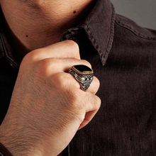 Cargar imagen en el visor de la galería, ANILLO LECHUZA OBSIDIANA