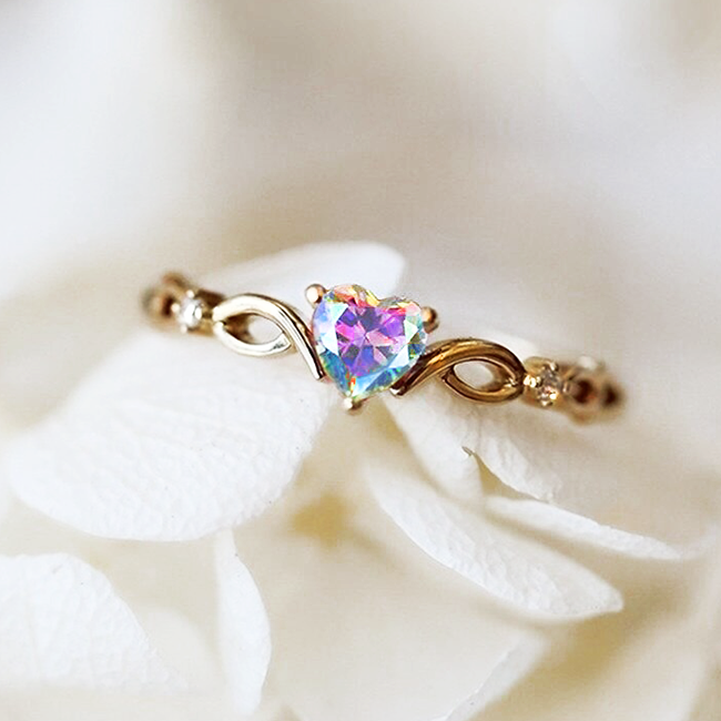 ANILLO CORAZÓN ARCOÍRIS